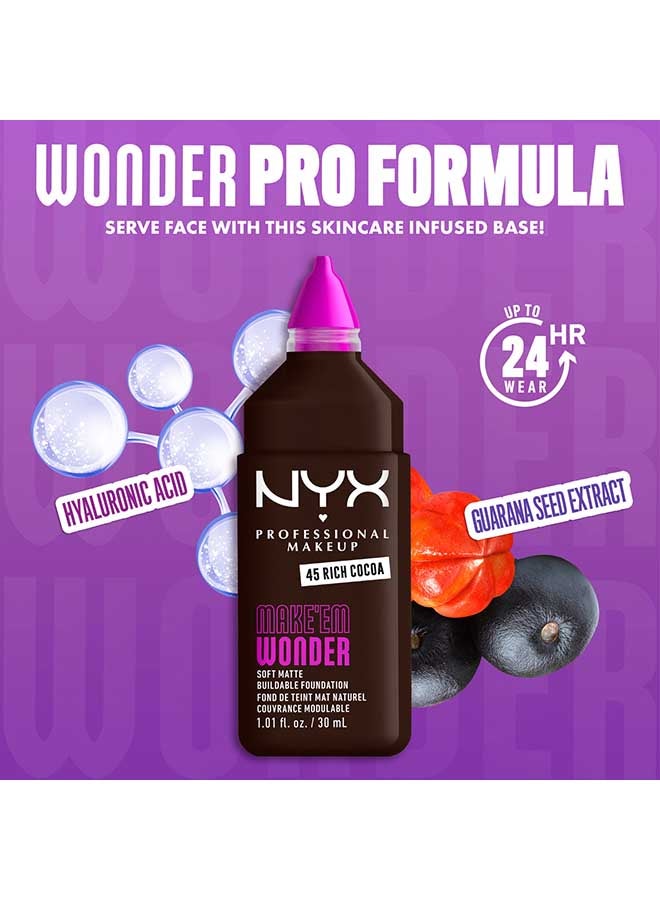 NYX PROFESSIONAL MAKEUP Make 'EM Wonder, 24H Soft Matte Foundation, Undetectable  Finish, Rich Cocoa - Image 4